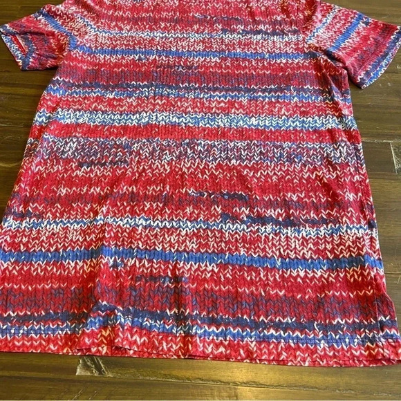 Tory Burch Tee Shirt T-Shirt Printed Prima Cotton Red Blue XS Striped - Picture 7 of 8